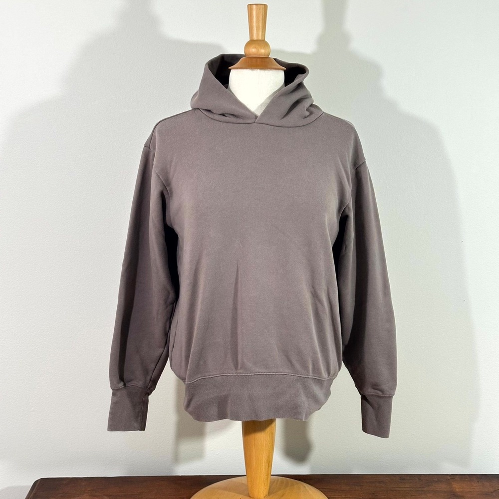 Muji Sweatshirt Women's XS Hoodie Pullover Taupe Brown Minimalist Cotton Blend
